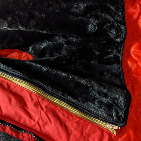 Red Ski Coat with Black Faux Fur - Picture 9 of 10
